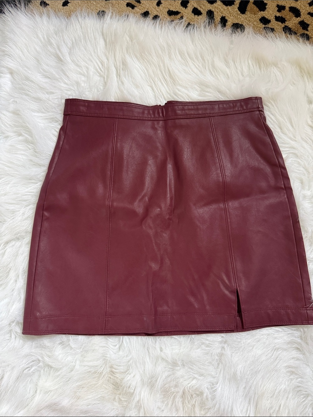 Altar'd State Burgundy Faux Leather Mini Skirt